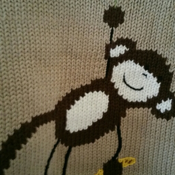 Cotton! Boys 6 Tan Sweater Monkey Long- sleeved 🐒 - Picture 2 of 4